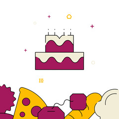 Cake, wedding filled line icon, simple vector illustration