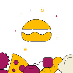 Fast food, burger filled line icon, simple vector illustration