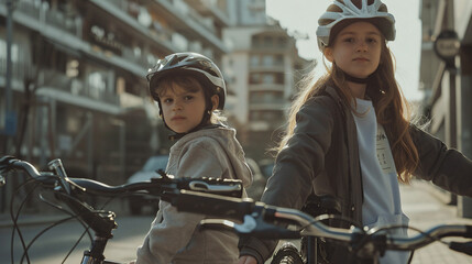 Portrait of a cycling couple.