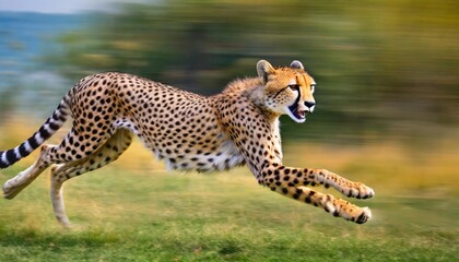 running cheetah with motion blur background