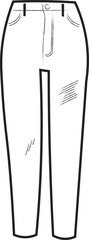 Hand drawing style doodle black outline of ripped blue jeans pants