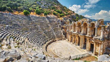 amphitheater in the ancient city of myra fragment of architecture turkey - obrazy, fototapety, plakaty