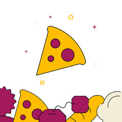 Pizza, slice filled line icon, simple vector illustration