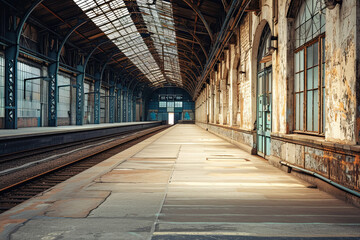 Vintage retro platform passenger railway station © Fabio