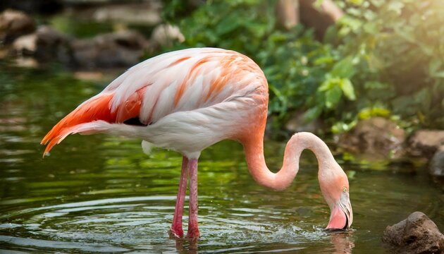image of flamingo standing in water