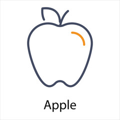 Apple Icon vector, Such Line sign as autumn, Submission of autumn icons. Vector Computer Isolated Pictograms for Web on White Background Editable Stroke stock illustration