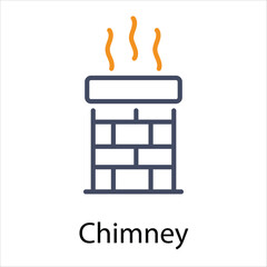 Chimney Icon vector, Such Line sign as autumn, Submission of autumn icons. Vector Computer Isolated Pictograms for Web on White Background Editable Stroke stock illustration