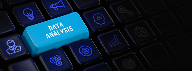 Data Analysis for Business and Finance Concept. Information report for digital business strategy. Business, technology, internet and networking concept. 3d illustration