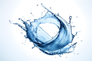 Rounded splash of blue water isolated on white background - obrazy, fototapety, plakaty