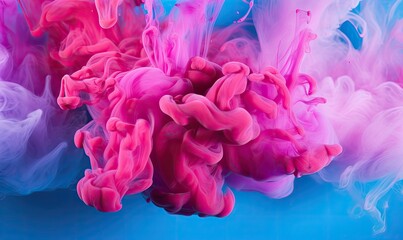 Ink Symphony: Swirling Tones of Pink and Purple Dance in Water