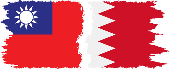 Bahrain and Taiwan grunge flags connection vector