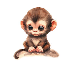 Cute cartoon monkey. Lion baby. African animals. Illustration. Greeting card design. Clip art. - 737204582