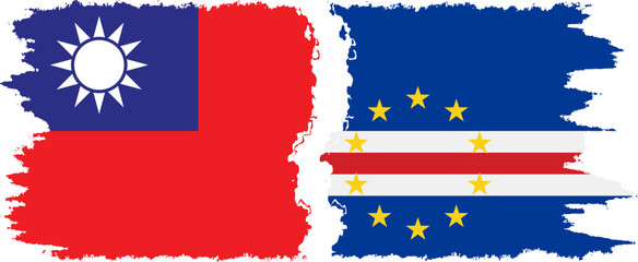 Cape Verde and Taiwan grunge flags connection vector