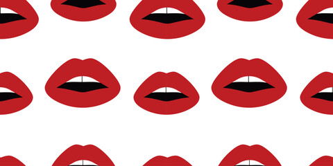 Seamless lips pattern. Red parted lips. Isolated vector illustration for case, packaging, cover
