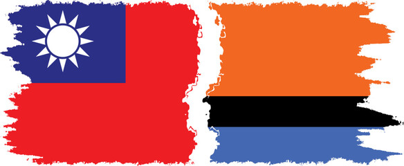 Chagos and Taiwan grunge flags connection vector