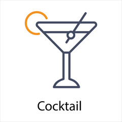 Cocktail  Icon vector, Such Line sign as autumn, Submission of autumn icons. Vector Computer Isolated Pictograms for Web on White Background Editable Stroke stock illustration