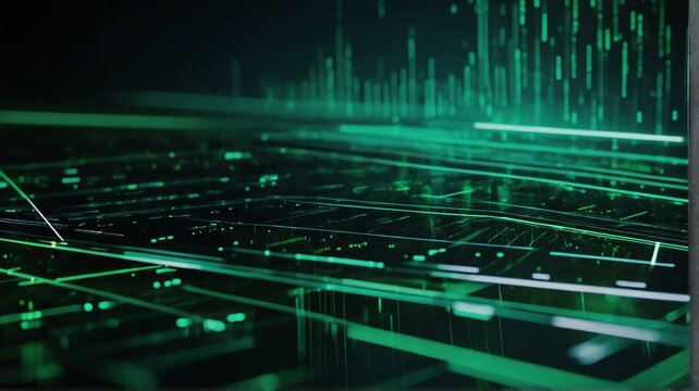 Abstract green theme futuristic fade computer technology business background from Generative AI