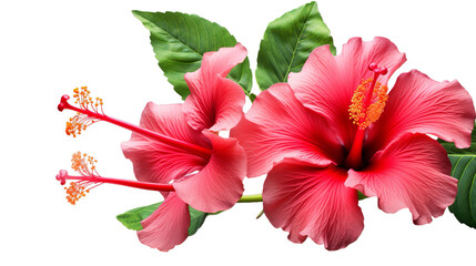 A Read hibiscus flower, Isolated on transparent PNG background, Generative ai