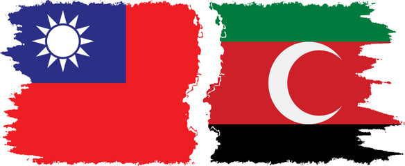 Darfur and Taiwan grunge flags connection vector