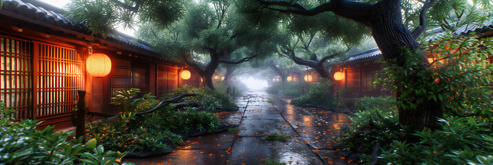 Mystical Forest Landscape, Where Fog and Fantasy Merge, Offering a Glimpse into an Enchanted Wilderness