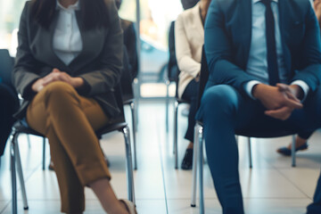 Obraz premium Business people sitting on chair waiting for job interview indoors.