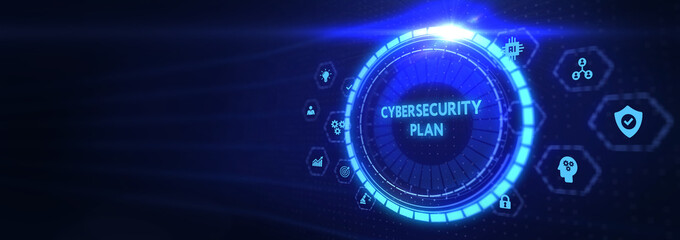 Cyber security data protection business technology privacy concept. CYBERSECURITY PLAN. 3d illustration