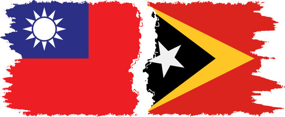 Timor-Leste - East Timor and Taiwan grunge flags connection vector