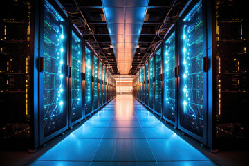 server rack with servers