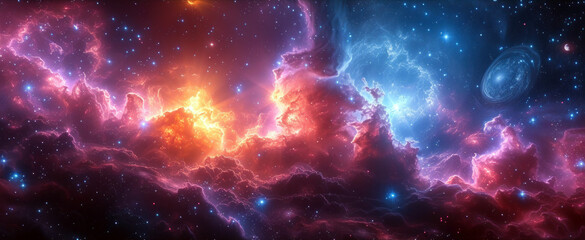 Colorful space galaxy background. colorful galaxy view with stars and planets