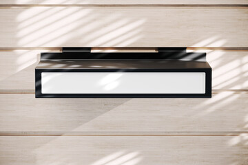 Store shelf with advertising field mockup. 3D rendering