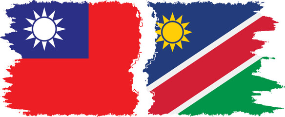 Namibia and Taiwan grunge flags connection vector
