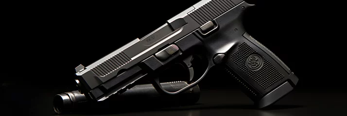 Tuinposter Detail-focused Showcasing of the FNX-45 Tactical Firearm: The Epitome of Advanced Security and Rapid-Fire Self-Defense © Millie