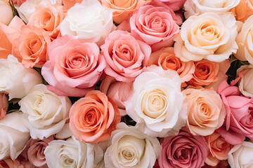 Fototapeta premium bouquet of roses pink and white color 