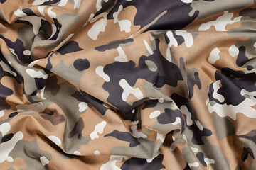 Closeup of camouflage folded fabric texture