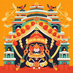 Illustration of beautiful temple - ai generative