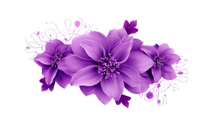 shaggy purple flower design, Isolated on transparent PNG background, Generative ai