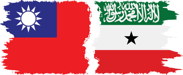 Somaliland and Taiwan grunge flags connection vector