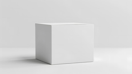 Blank white box mockup on white background