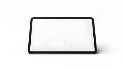 Tablet computer with blank white screen on white background