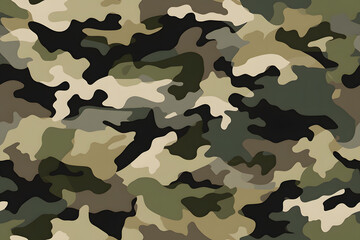 Camouflage seamless pattern, military fabric background texture - obrazy, fototapety, plakaty