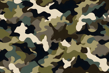 Fototapeta premium Camouflage seamless pattern, military fabric background texture