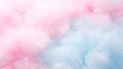 Cotton Candy Sugar Sweet Background with Pastel Colors in Pink, Rose, Blue, Clouds, Cloudy Landscape