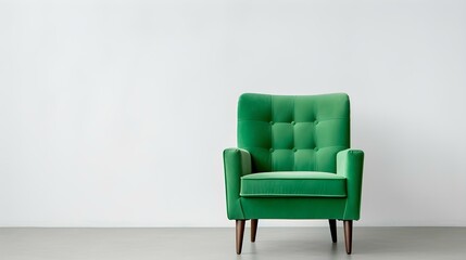 Elegant green Chair in a light Room. Blank Wall for Mockup Templates