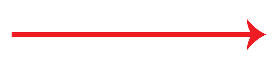 Red arrow icon. Straight long right vector arrow icon. 