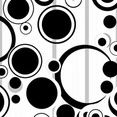 Monochrome black and white circle pattern on a striped background , generated by AI