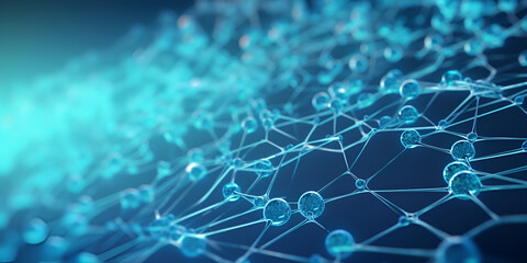 Abstract composition with connecting dots and lines. Blue background Plexus effect Big data 3D rendering Network connection structure.