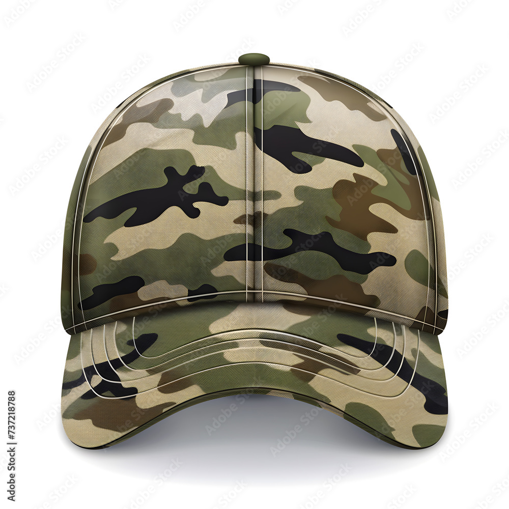 Poster cap in camouflage colors, isolated on white background