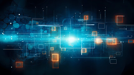 Digital technology hexagon cyber security concept, blue technology background