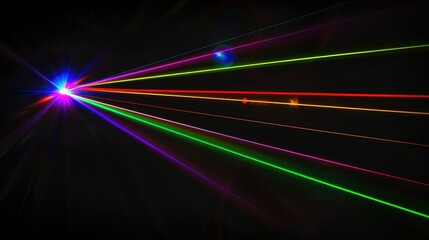 Colorful laserlights on black background.