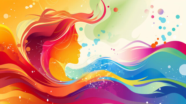 silhouette girl abstract colorful multicolored background